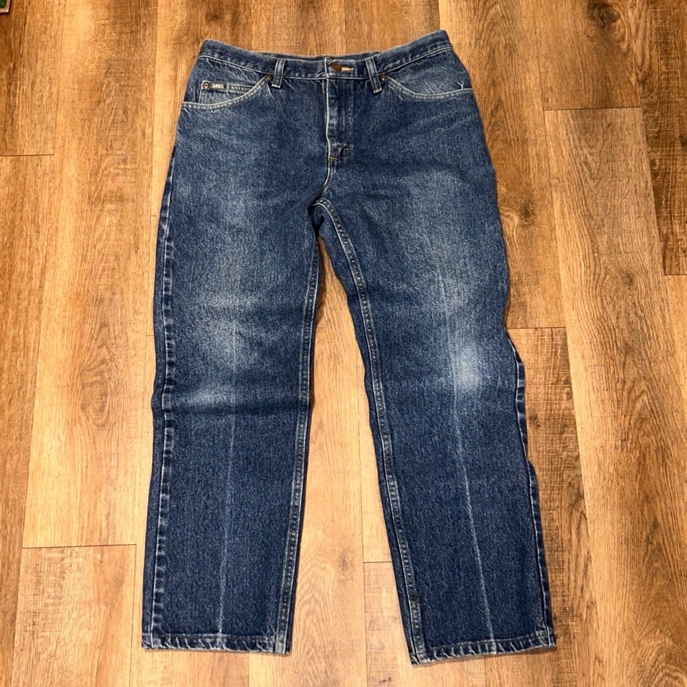 Vintage Lee Mens Straight Leg Jeans Medium Wash Blue Denim 34x30 CDS-D547-036